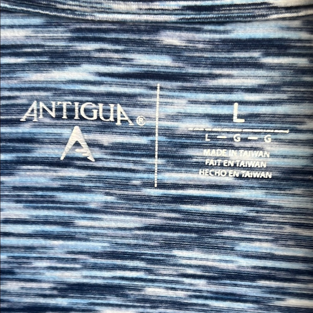 Blue Patterned Quarter-Zip Pullover Size L - image 3